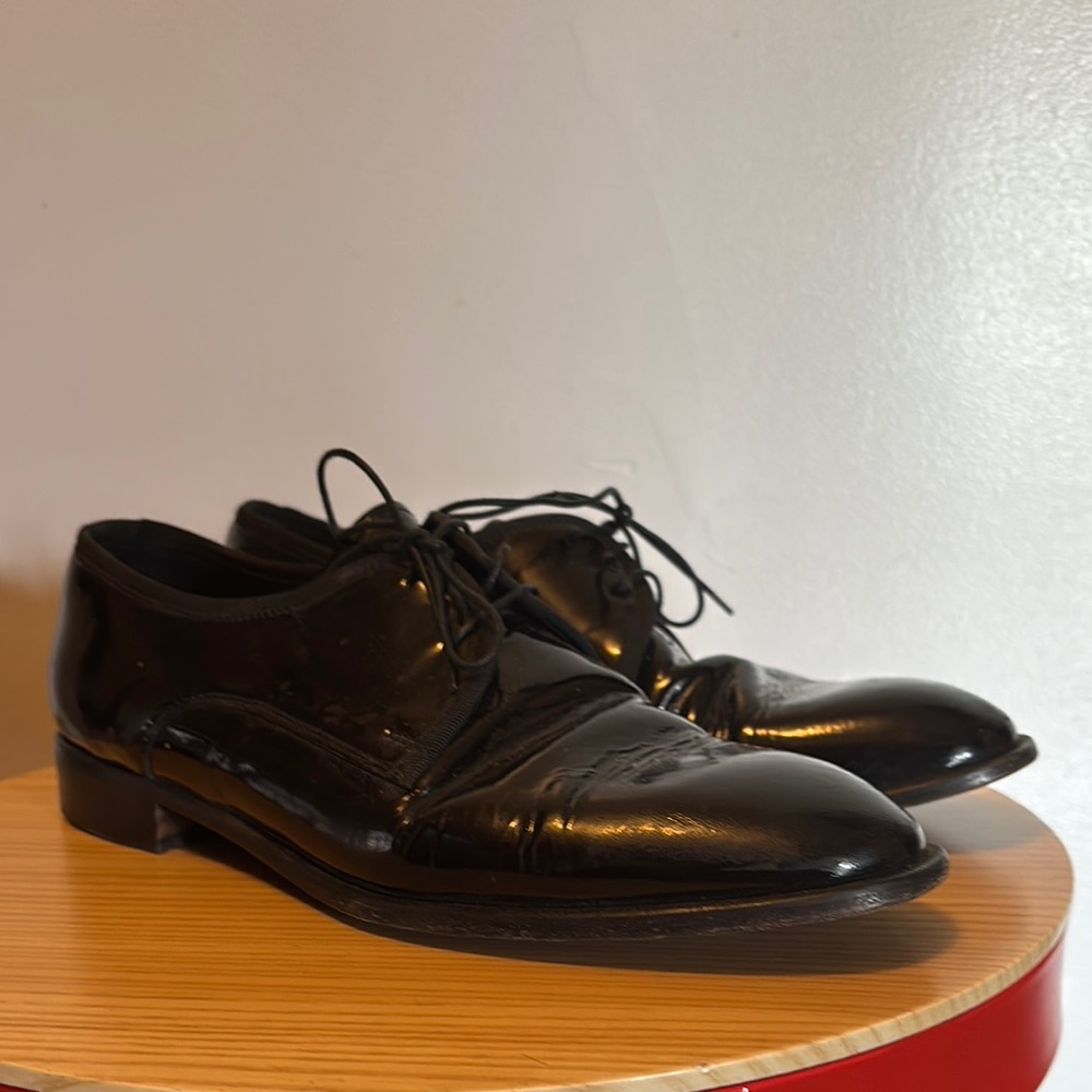 Pronto Uomo Black Oxford Shoes Sleek Formal Design